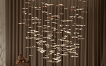 Sculptural Glass Leaf Chandelier — Twisted Modern Pendant for Grand Interiors