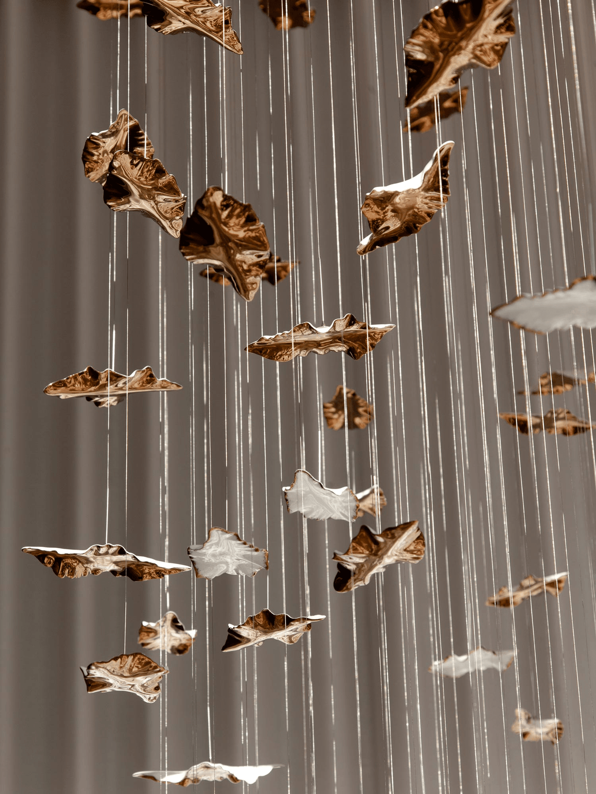 Sculptural Glass Leaf Chandelier — Twisted Modern Pendant for Grand Interiors
