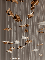Sculptural Glass Leaf Chandelier — Twisted Modern Pendant for Grand Interiors