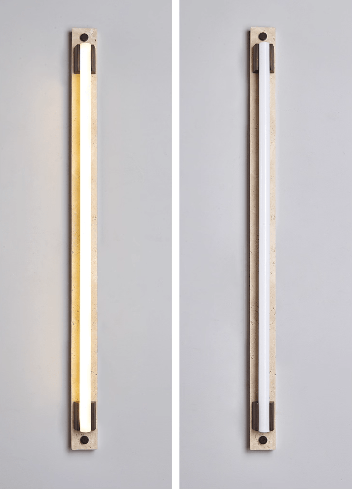 Caelum Linear LED Wall Sconce in Travertine and Bronze