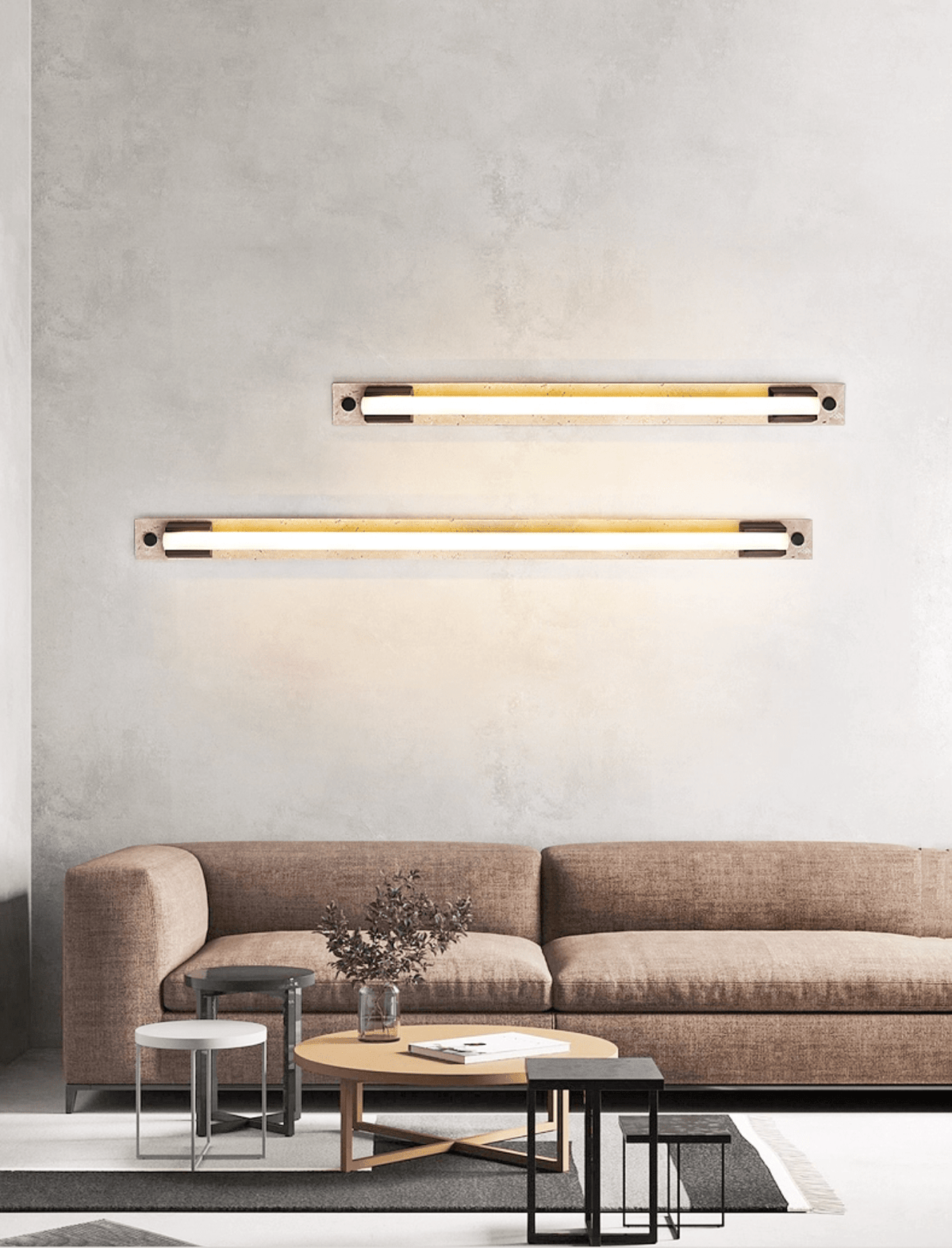 Caelum Linear LED Wall Sconce in Travertine and Bronze