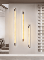 Caelum Linear LED Wall Sconce in Travertine and Bronze