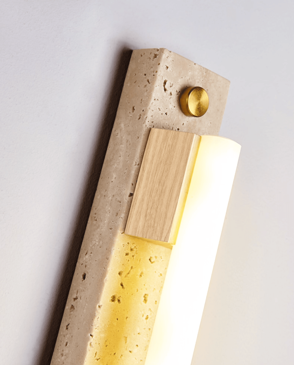 Caelum Linear LED Wall Sconce in Travertine and Bronze