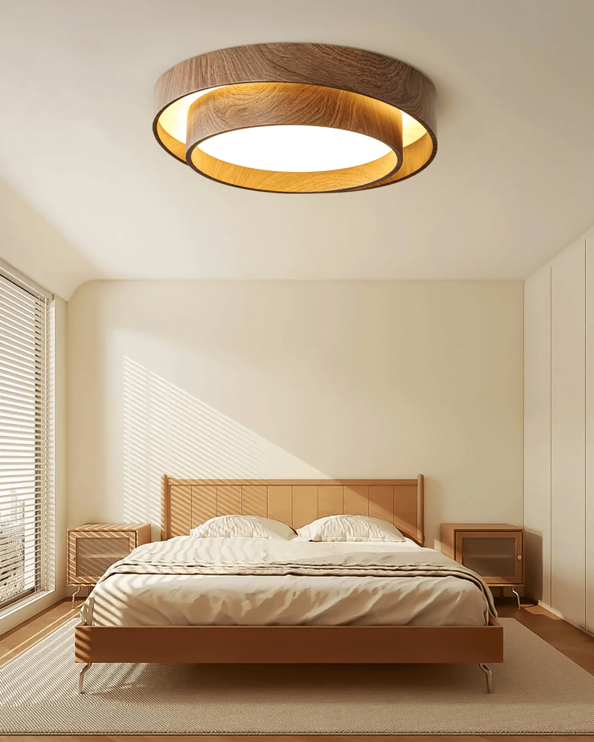 Vaako Modern Walnut Finish LED Flush Mount Ceiling Light