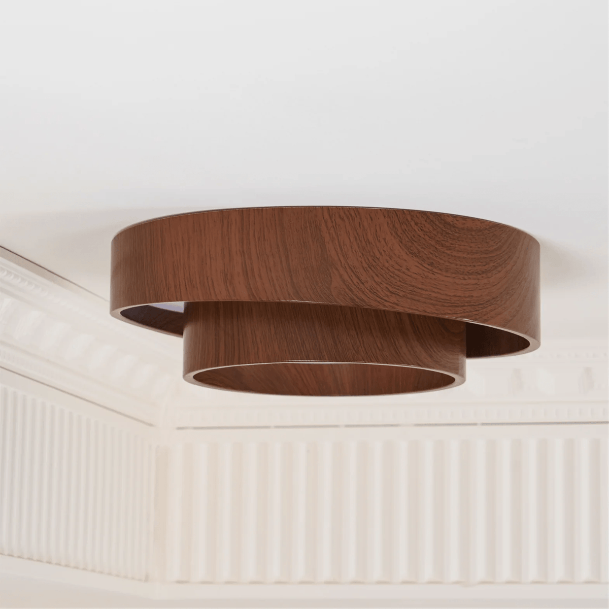 Vaako Modern Walnut Finish LED Flush Mount Ceiling Light