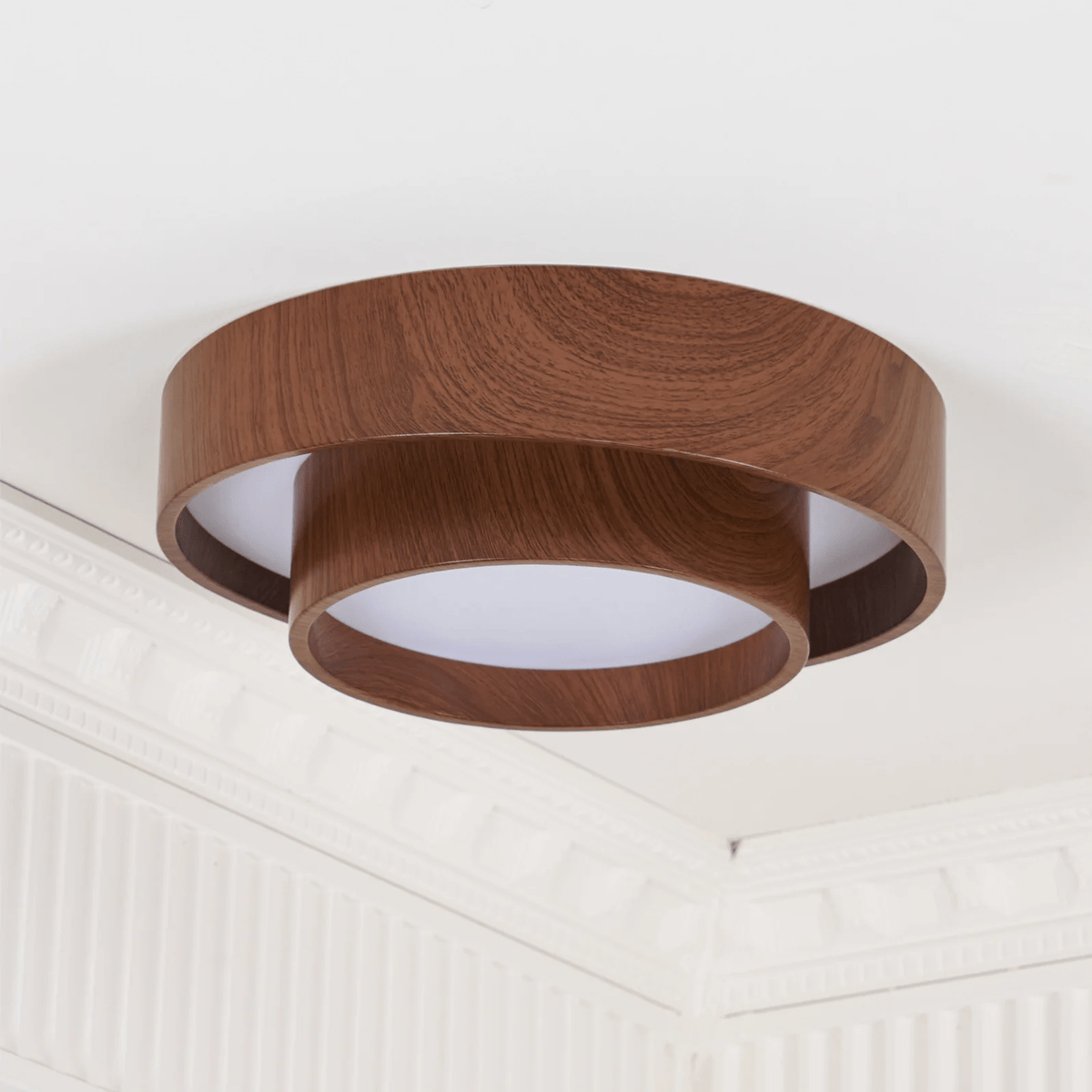 Vaako Modern Walnut Finish LED Flush Mount Ceiling Light