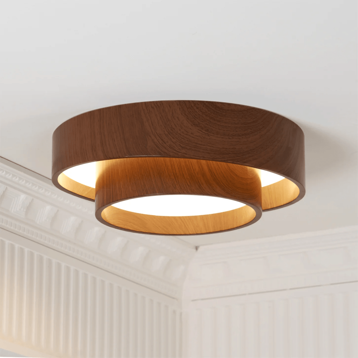 Vaako Modern Walnut Finish LED Flush Mount Ceiling Light