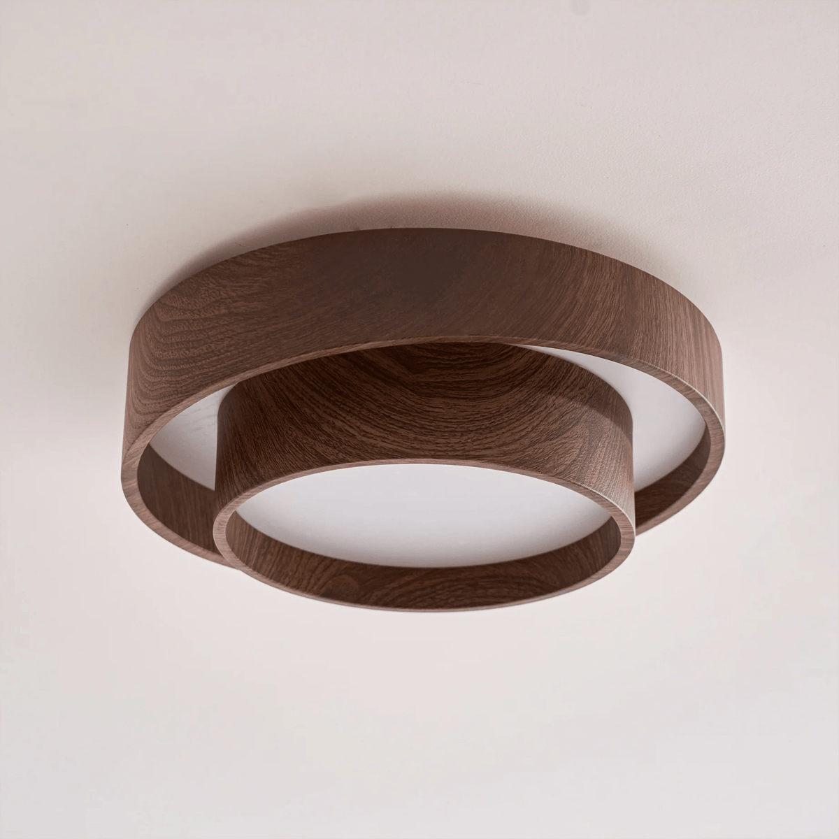 Vaako Modern Walnut Finish LED Flush Mount Ceiling Light