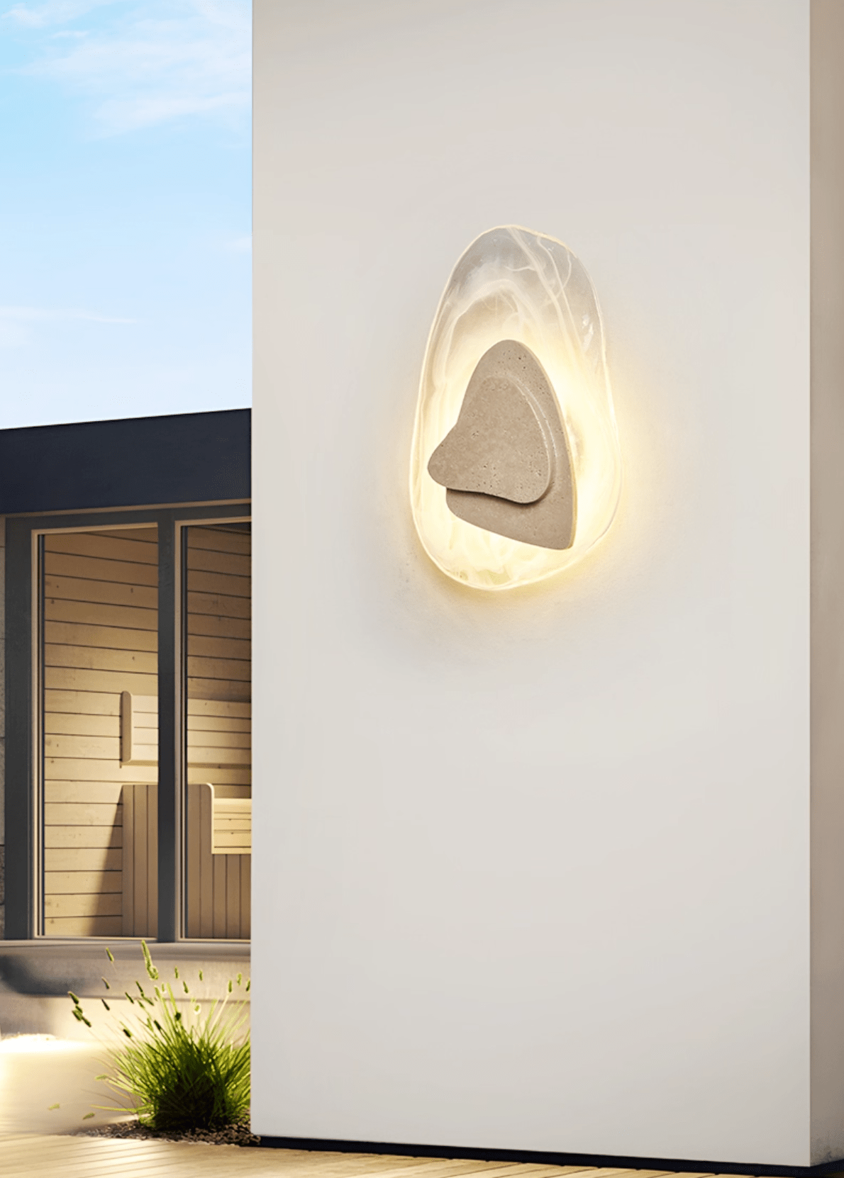 Eira Travertine Wall Sconce with Glass Shade for Modern Interiors