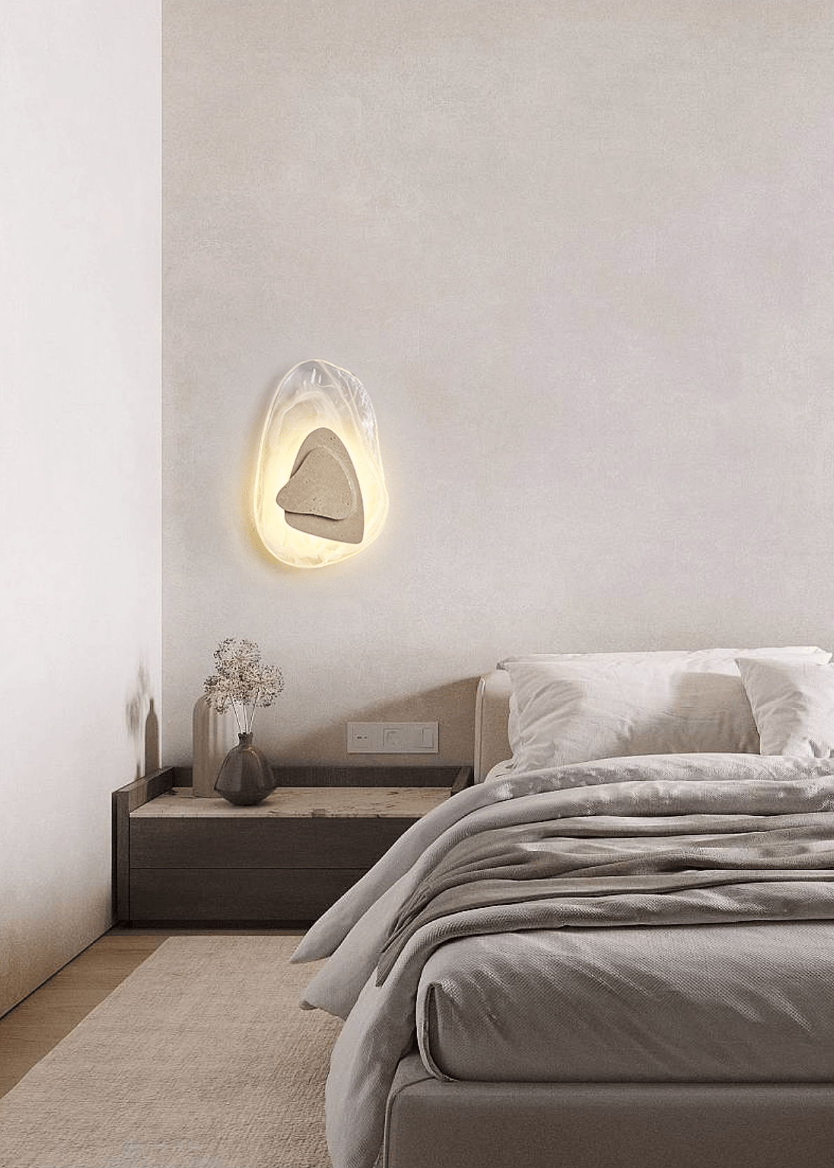Eira Travertine Wall Sconce with Glass Shade for Modern Interiors