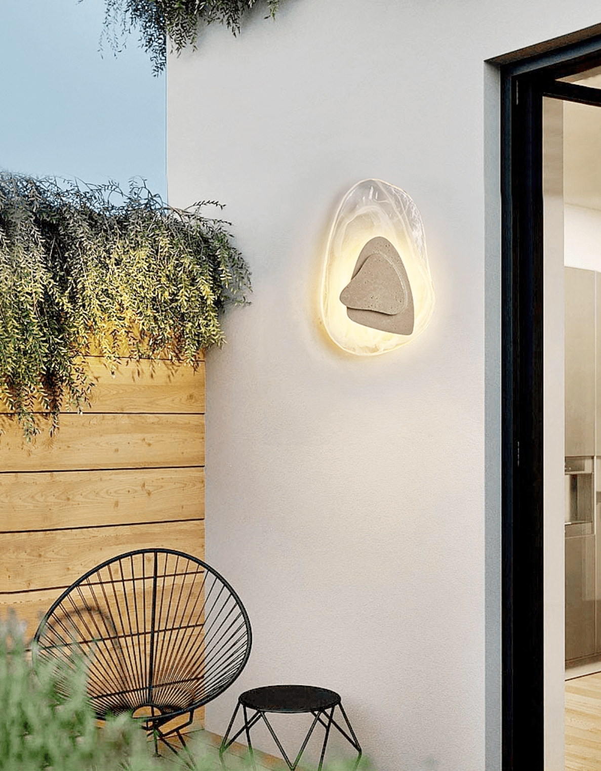 Eira Travertine Wall Sconce with Glass Shade for Modern Interiors