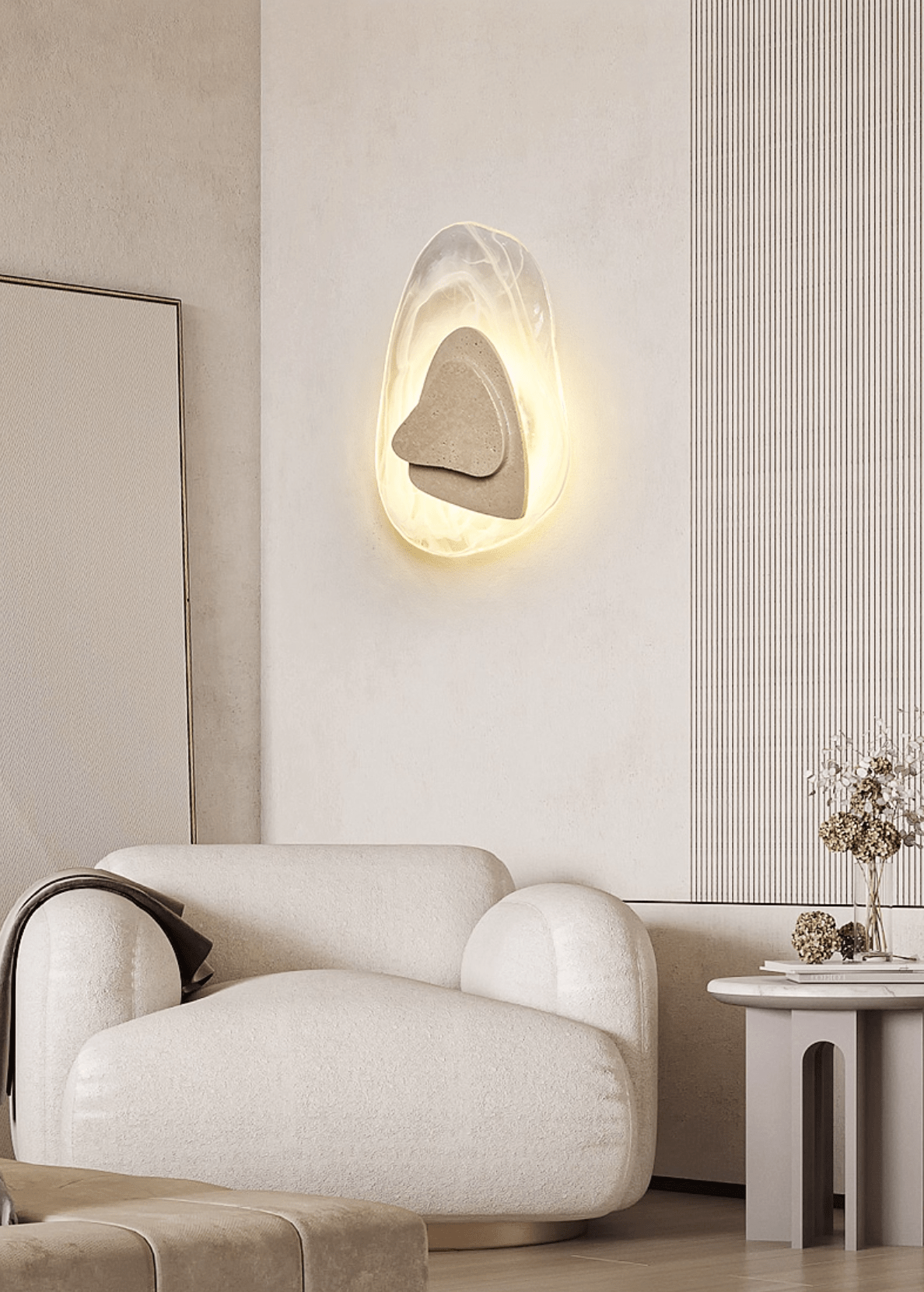 Eira Travertine Wall Sconce with Glass Shade for Modern Interiors
