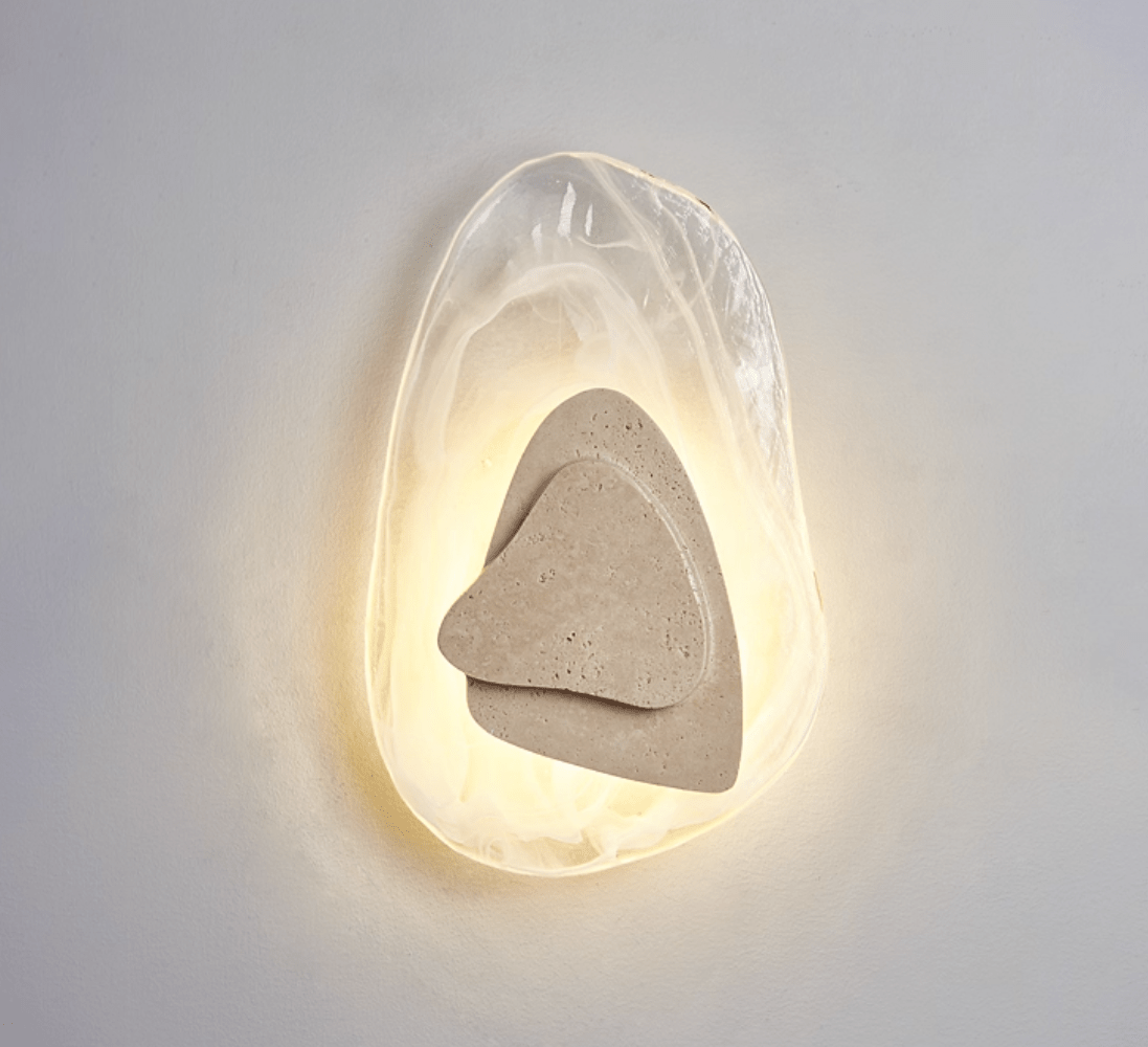 Eira Travertine Wall Sconce with Glass Shade for Modern Interiors