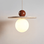 Solen Pendant Light in Travertine and Wood – Modern Designer Ceiling Lamp