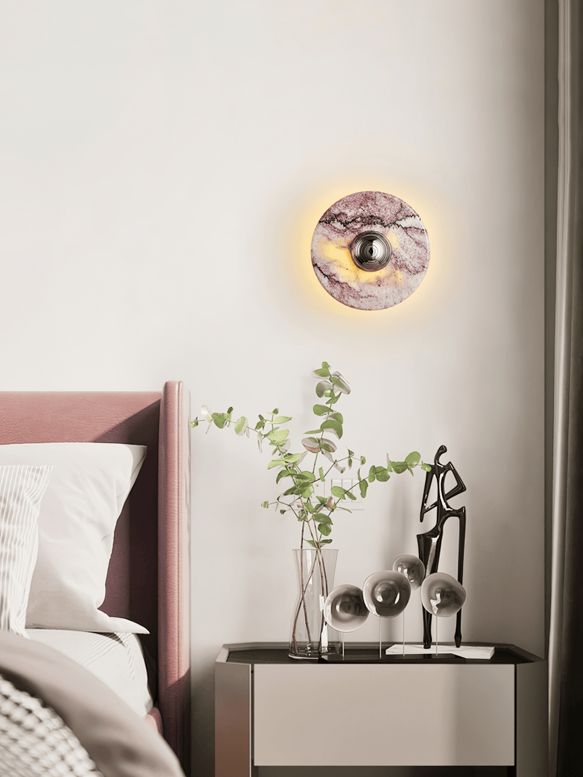 Lysandra Bulgari Purple Marble Wall Sconce with Brass Accent