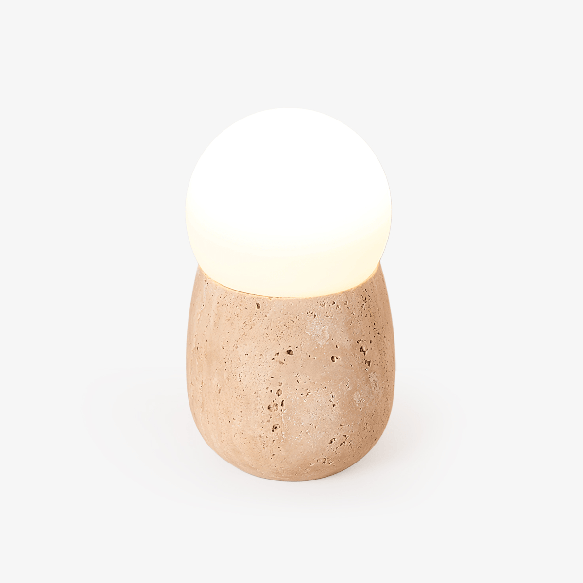 Terra Orb Travertine Table Lamp with Opal Glass Shade