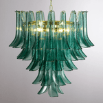 Petali Blue Glass and Brass Chandelier for Dining Room and Foyer