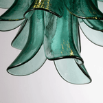 Petali Blue Glass and Brass Chandelier for Dining Room and Foyer