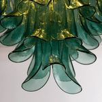 Petali Blue Glass and Brass Chandelier for Dining Room and Foyer