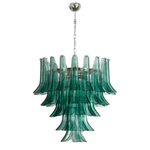 Petali Blue Glass and Brass Chandelier for Dining Room and Foyer