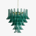 Petali Blue Glass and Brass Chandelier for Dining Room and Foyer