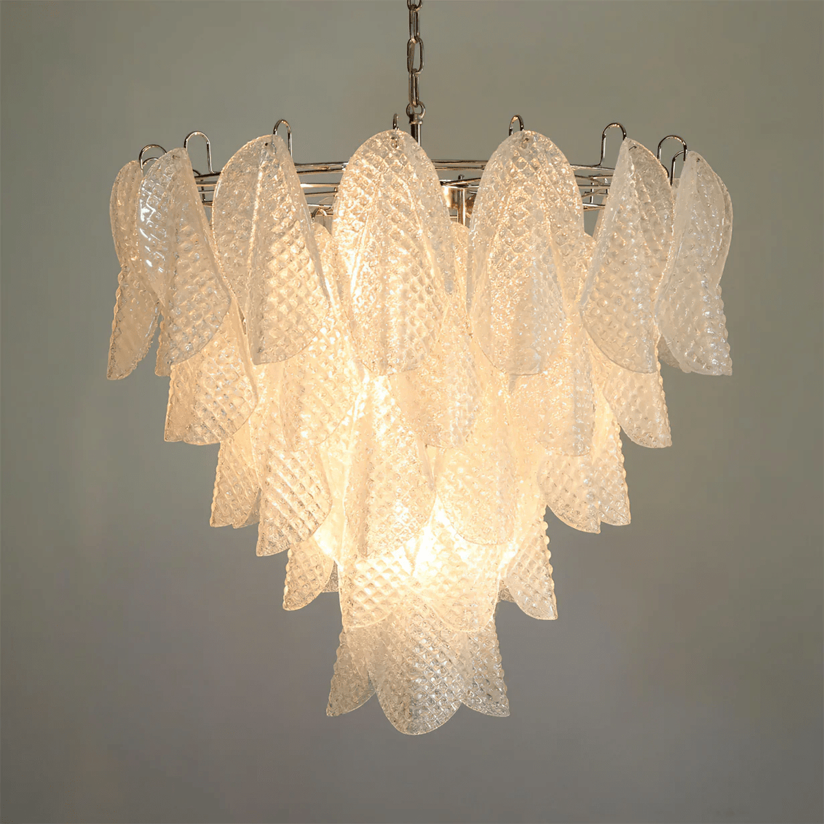 Murano Glass Teardrop Chandelier in Polished Metal for Modern Interiors
