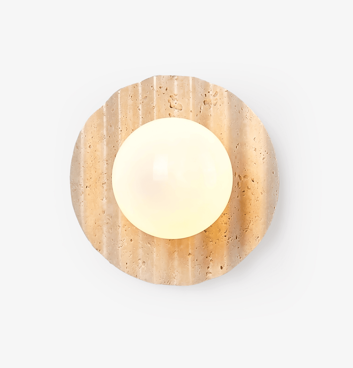 Selorar Travertine Wall Sconce — Natural Stone & Glass