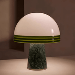 Verdura Dome Table Lamp with Marble Base and Green Glass Accent
