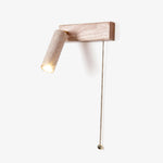 Terra Beam Wall Sconce with Travertine Shade and Wood Mount