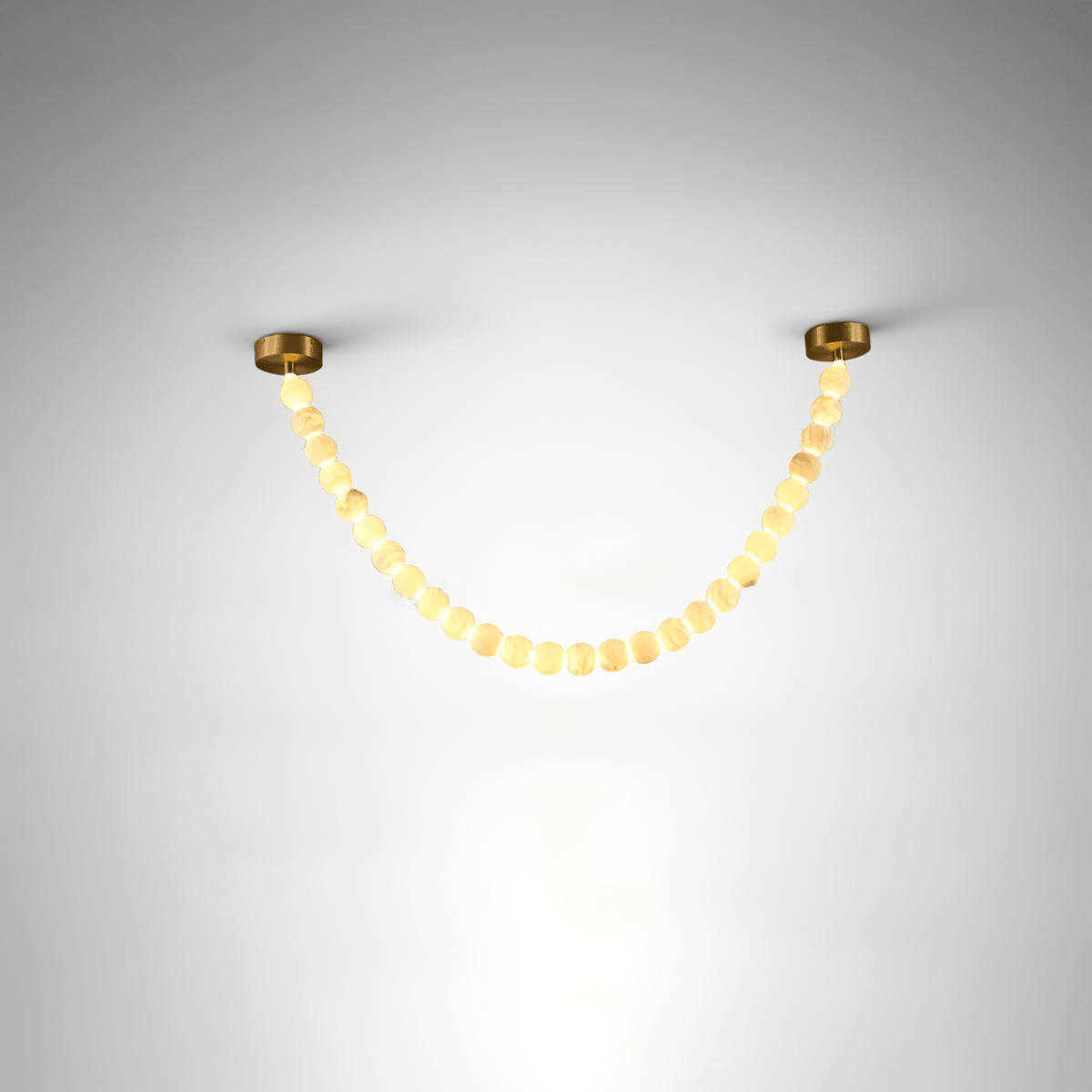 Alabaster Pearl Necklace Chandelier — Cascading Beaded LED Pendant Light