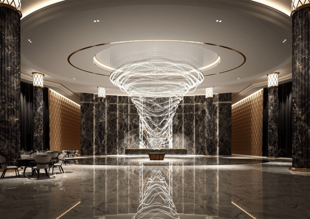 Pearl Curtain Crystal LED Chandelier – Modern Designer Hanging Light