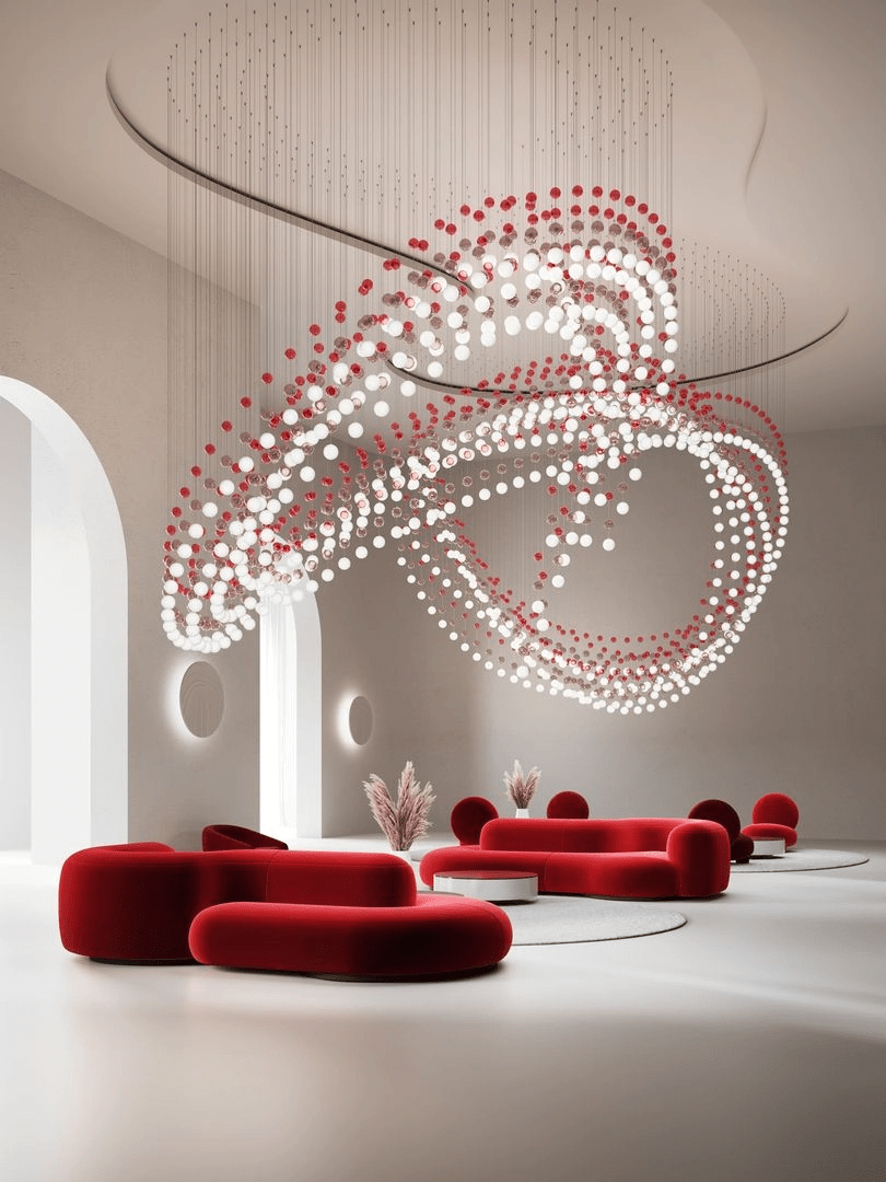 Pearl Curtain Crystal LED Chandelier – Modern Designer Hanging Light