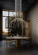 Multidot Modern LED Chandelier with Acrylic Spheres and Metal Rings