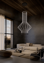 Multidot Modern LED Chandelier with Acrylic Spheres and Metal Rings