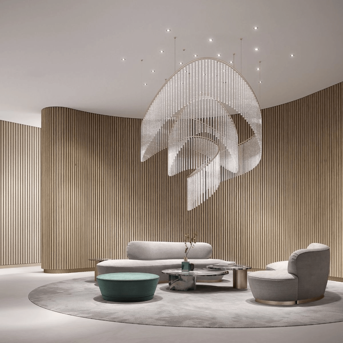 Rivella Cascade Fringe Chandelier — Crystal Glass & Gold LED Pendant Light