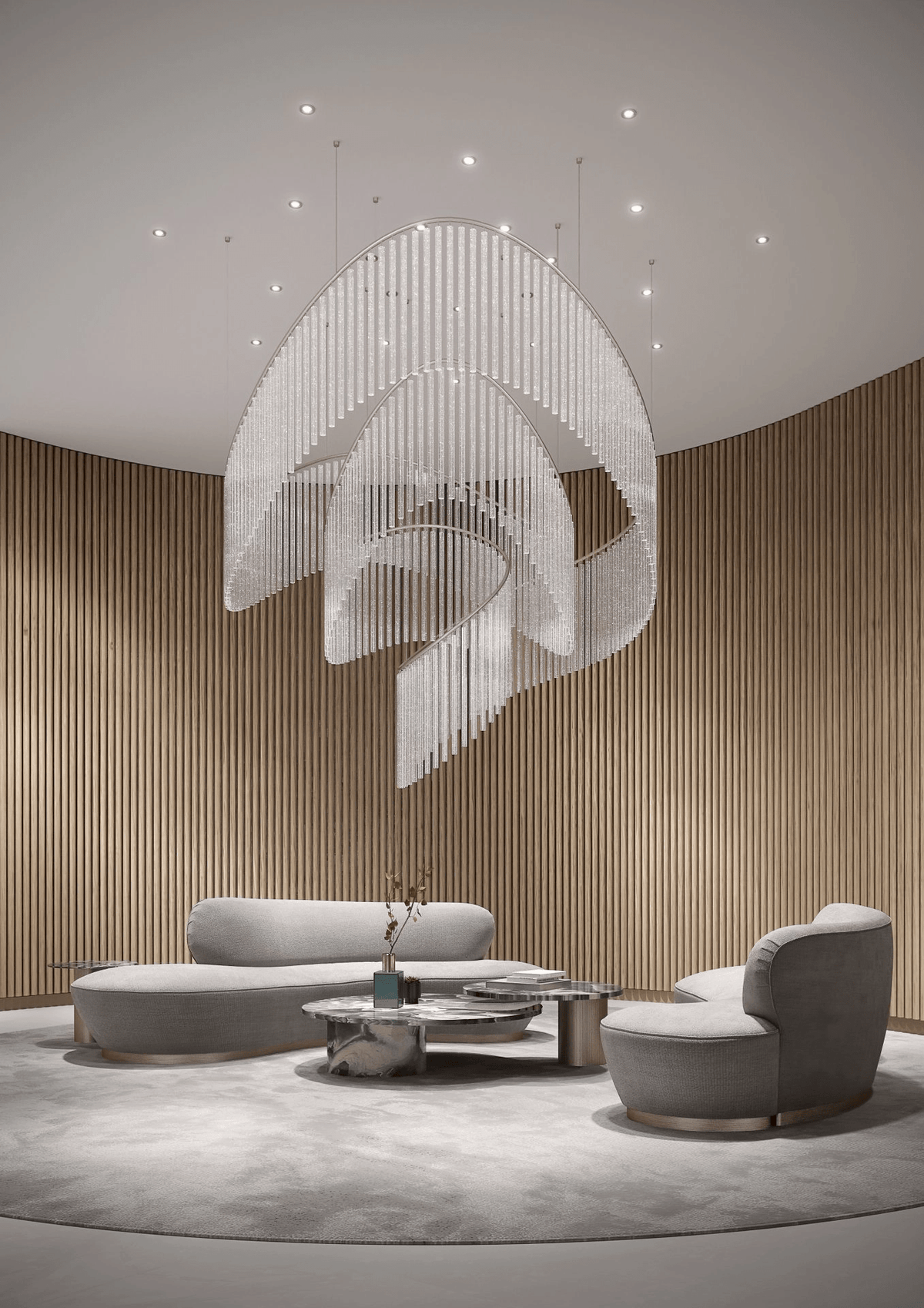 Rivella Cascade Fringe Chandelier — Crystal Glass & Gold LED Pendant Light