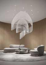 Rivella Cascade Fringe Chandelier — Crystal Glass & Gold LED Pendant Light