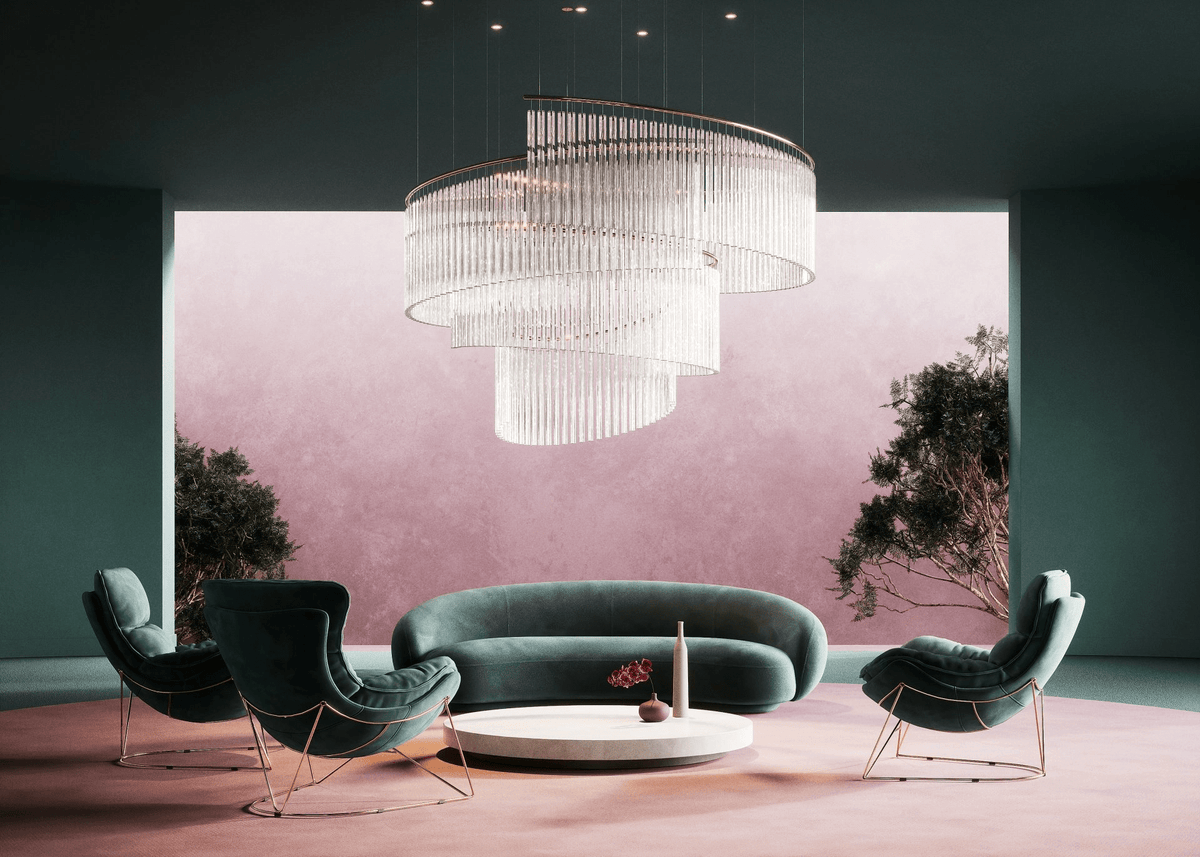 Rivella Cascade Fringe Chandelier — Crystal Glass & Gold LED Pendant Light