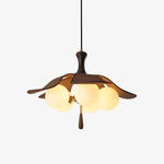 Solyntha Wooden Petal Pendant Light with Glass Orbs for Dining Room