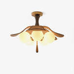 Solyntha Wooden Petal Ceiling Light with Glass Globes