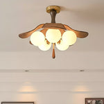 Solyntha Wooden Petal Ceiling Light with Glass Globes