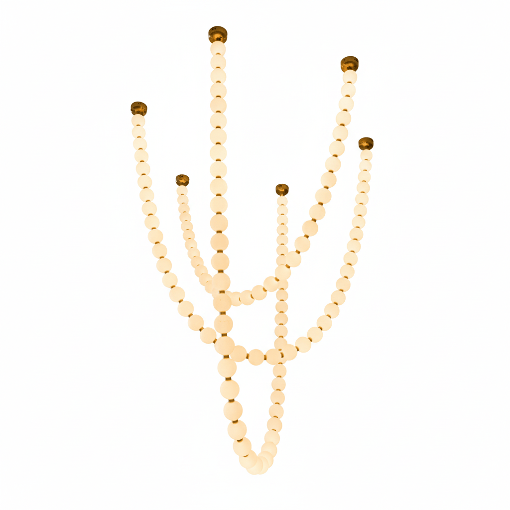 Pearl Glass Ball Chandelier – Modern Gold LED Pendant Light