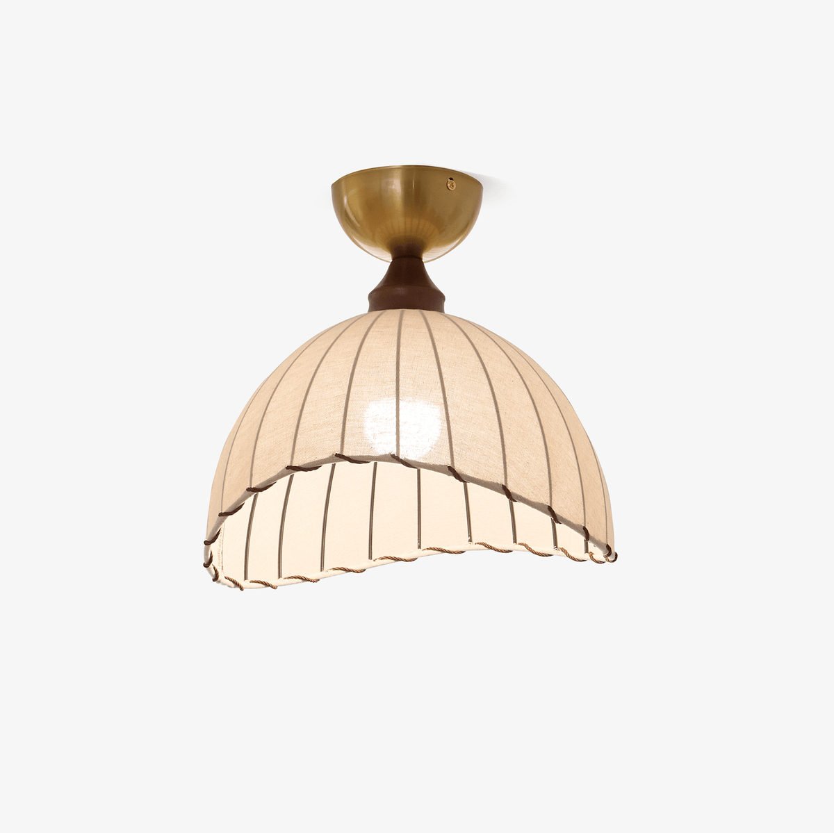 Sona Fabric Dome Ceiling Light in Walnut and Gold