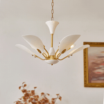 Liora Blossom Modern Floral Chandelier in Gold Brass and White Glass