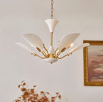 Liora Blossom Modern Floral Chandelier in Gold Brass and White Glass
