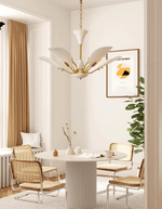Liora Blossom Modern Floral Chandelier in Gold Brass and White Glass