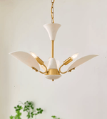 Liora Blossom Modern Floral Chandelier in Gold Brass and White Glass
