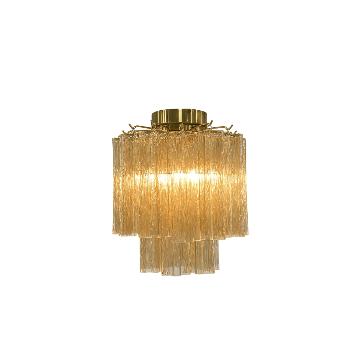Fiora Pink Murano Glass Flush Mount Ceiling Light with Gold Accents