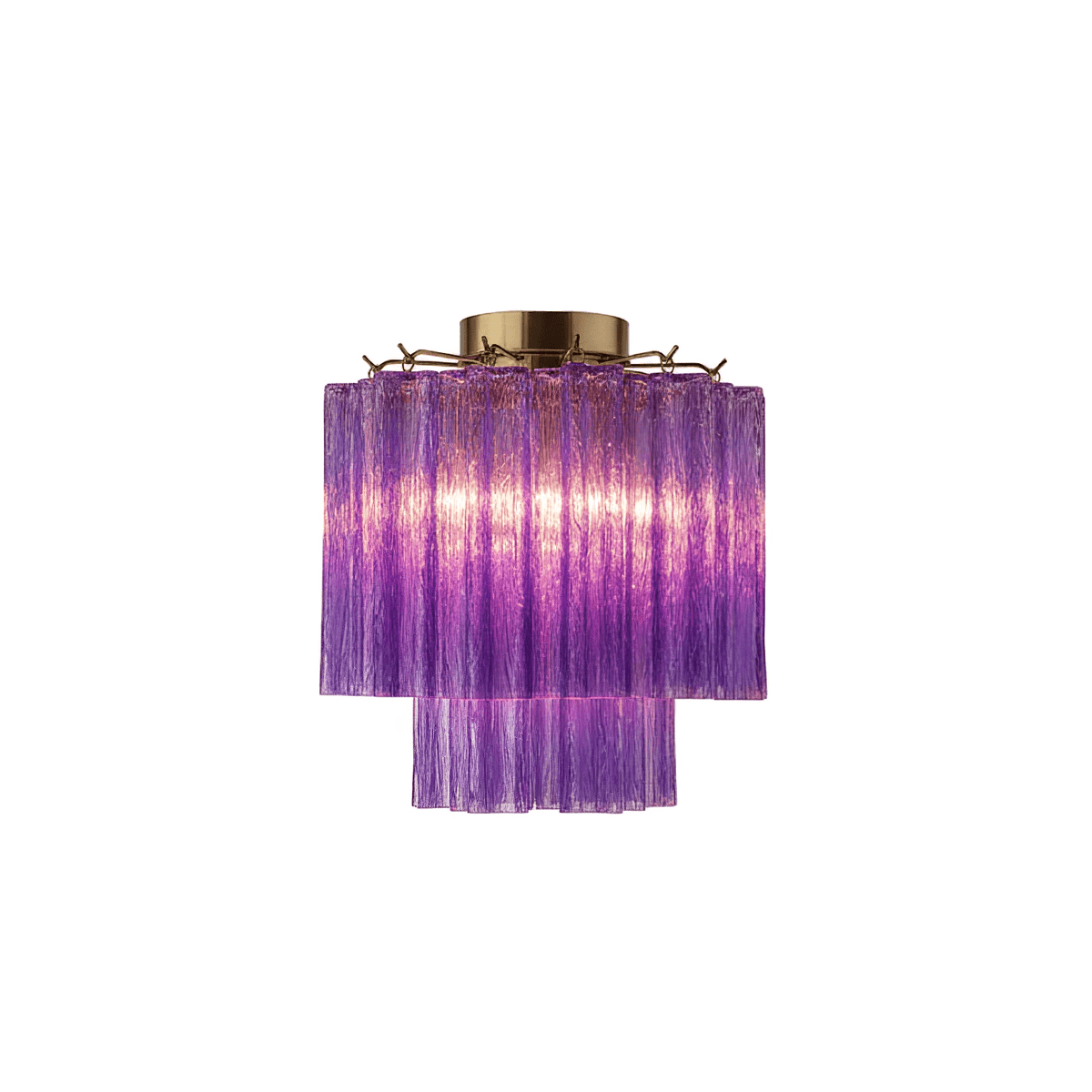 Fiora Pink Murano Glass Flush Mount Ceiling Light with Gold Accents