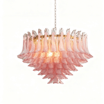 Blush Pink Murano Glass Chandelier with Gold Finish